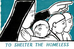 Illustration of 'To shelter the homeless'.  Jean Charlot.