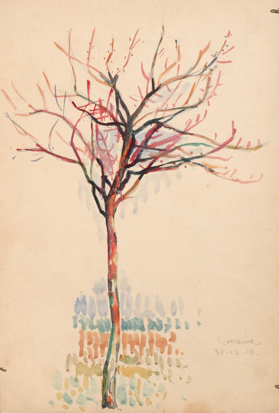 Pencil and wash on paper.  Arbre.  Jean Charlot.