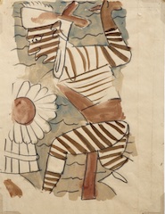 Paper and watercolor.  Chichʻen Itza archeological copy.  Jean Charlot.